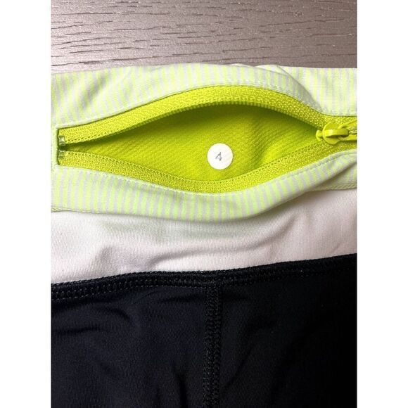 Lululemon Soul Cycle Inspire Crop II Black /Tonka Stripe Clear Mint White Size 4 - Picture 8 of 8